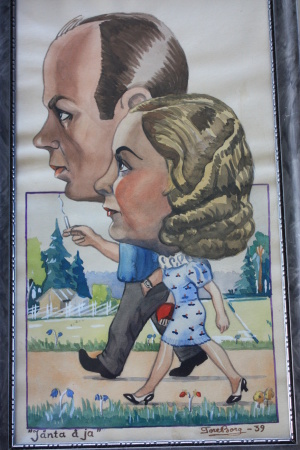 Karikatyr av Tore Borg och hans blivande hustru, målades av Tore Borg 1939